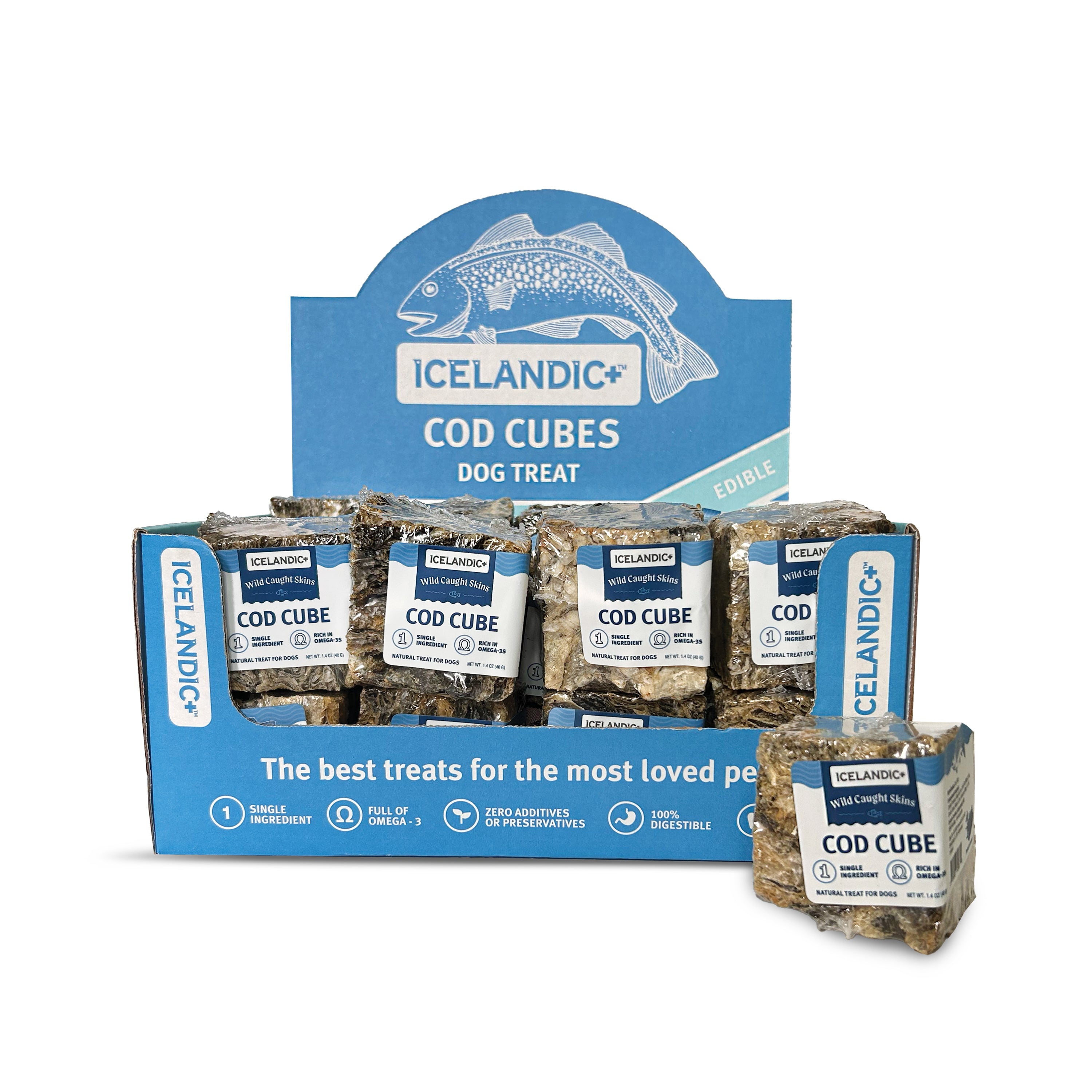 Jr Cod Skin Cubes Cod Skin Large Cube Dog Treat – Icelandic+