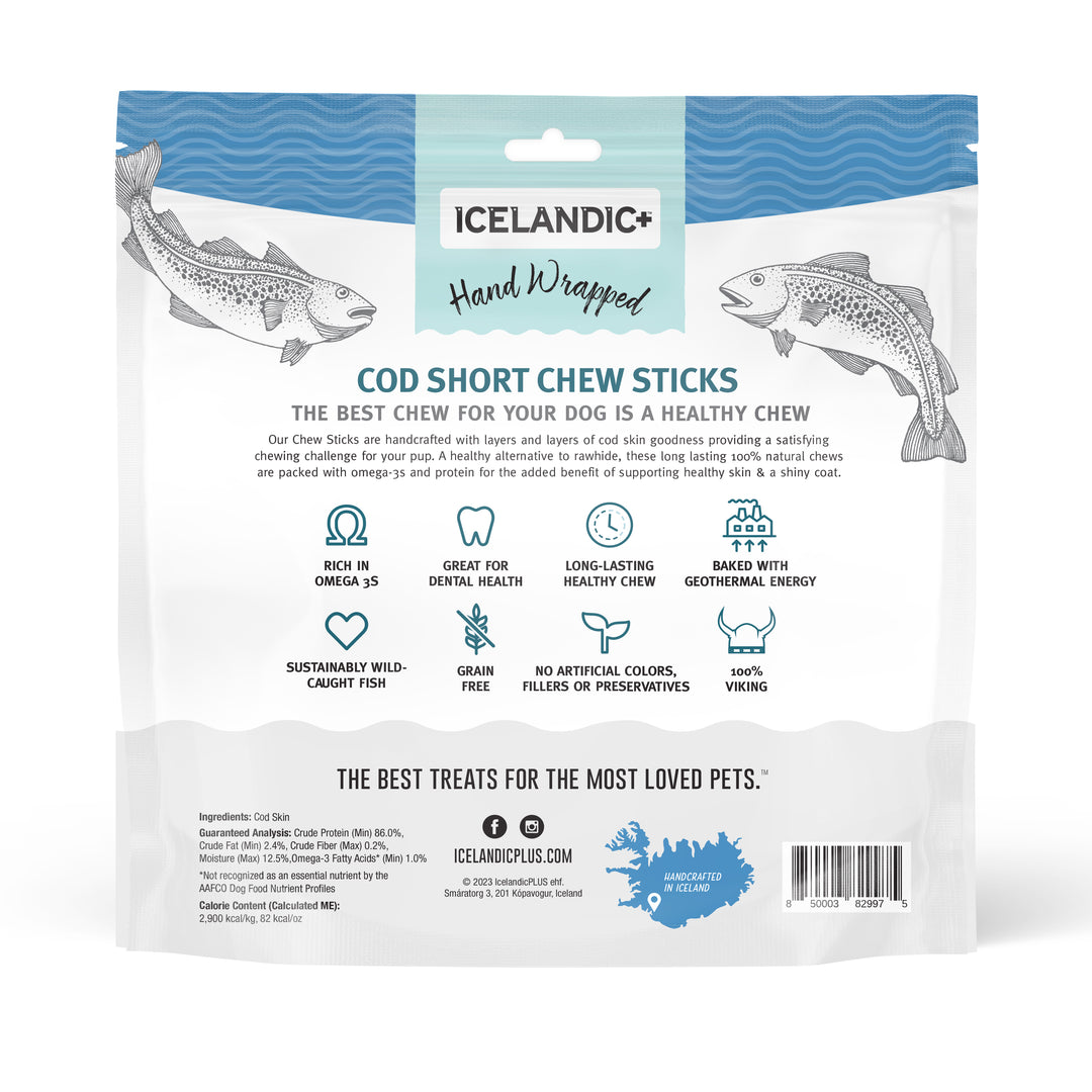 Dog Chew Sticks Wrapped In Cod - Great For Gums, Skin, and Coat