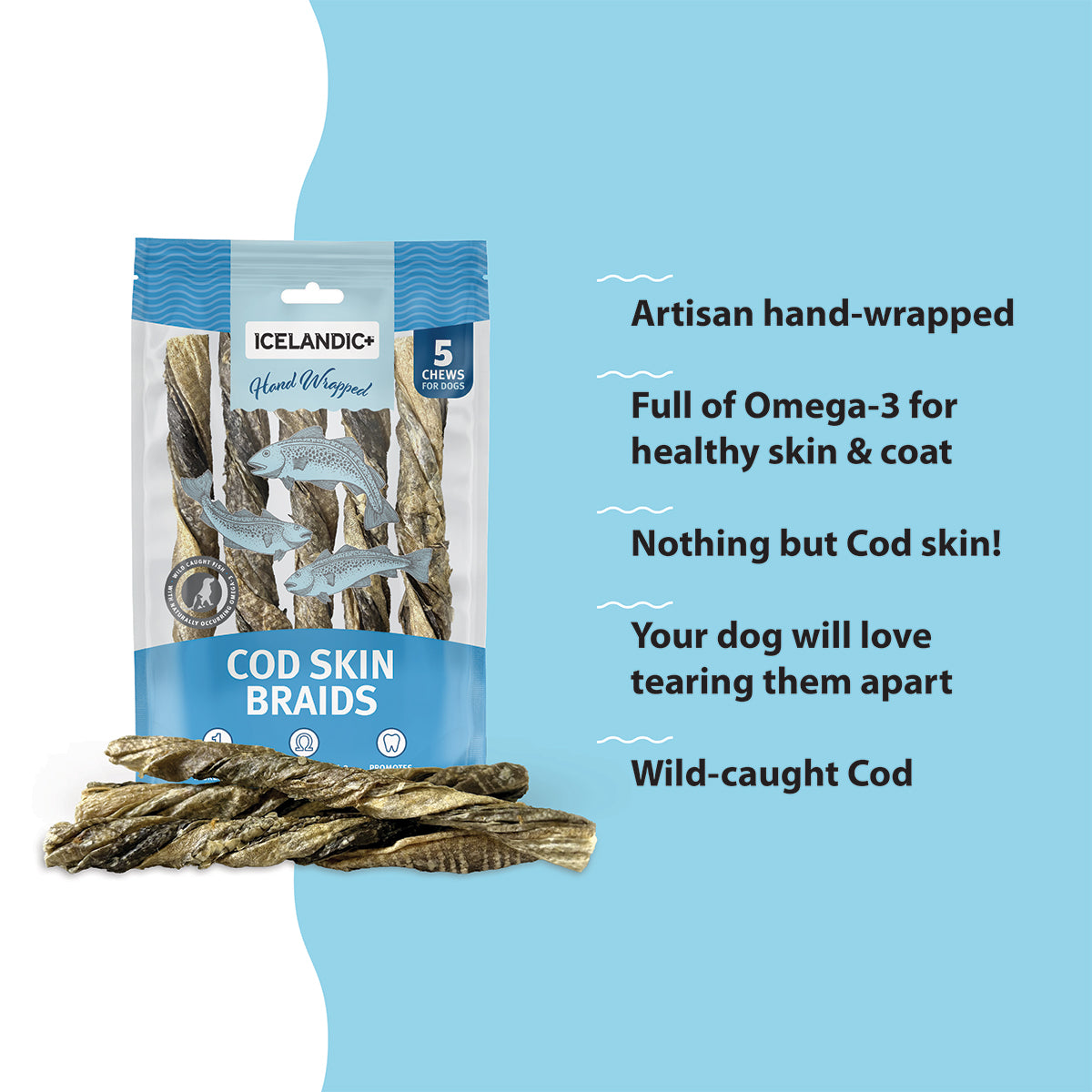 Cod Skin Braids for Dogs (5pk) – Icelandic+