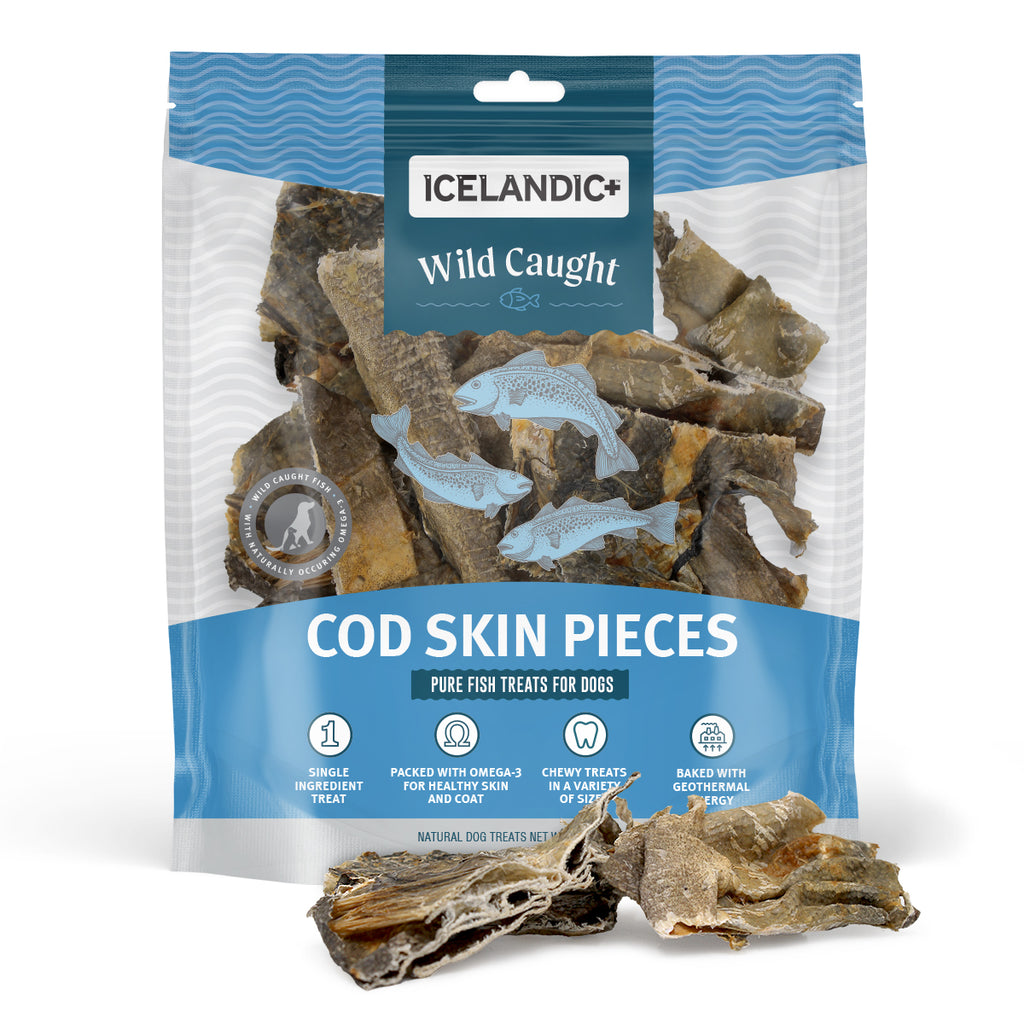 Cod Food Skin Cod Skin Pieces Treat Bag - Fish Dog Treats - Icelandic+