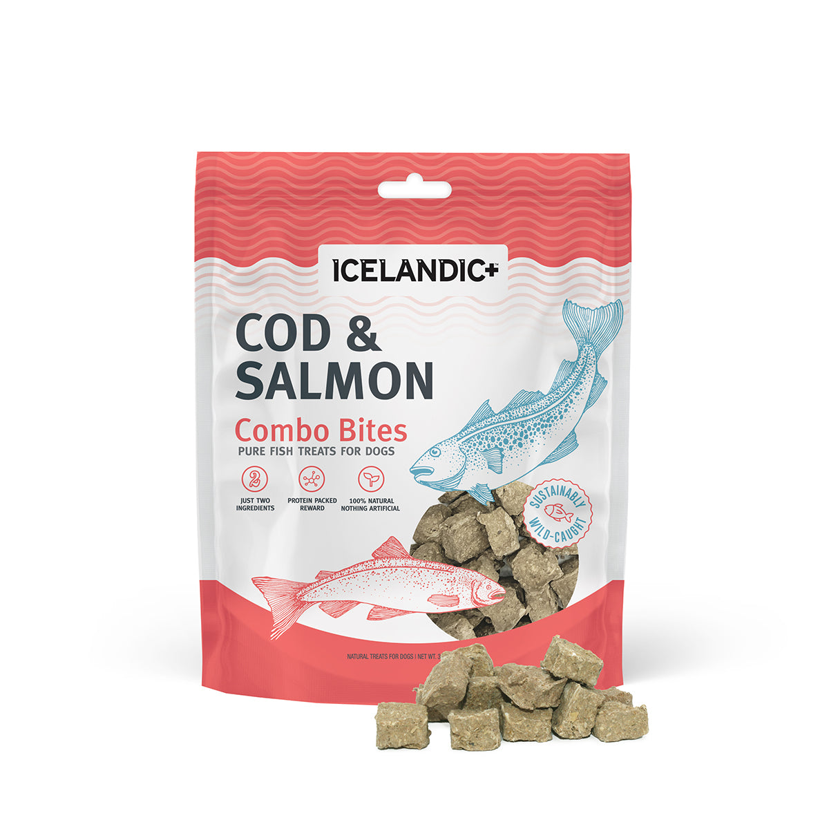 dog treat fish lure Icelandic+ Combo Bites Cod Salmon Dog Treats