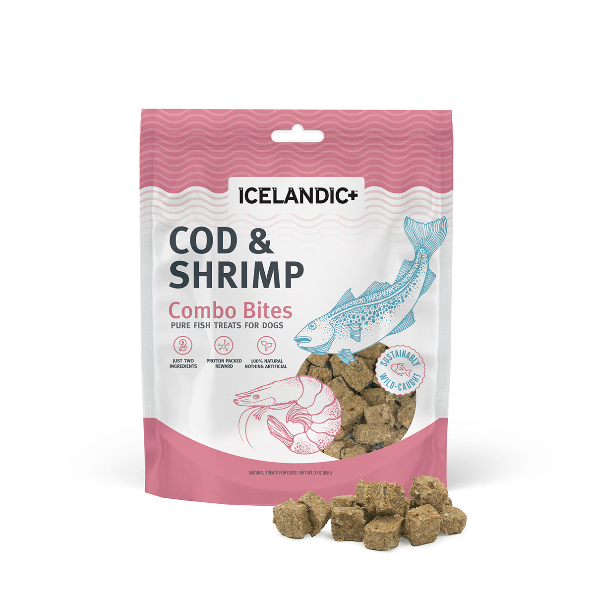 Cod & Shrimp Combo Bites - Natural Fish Dog Treats - Icelandic+