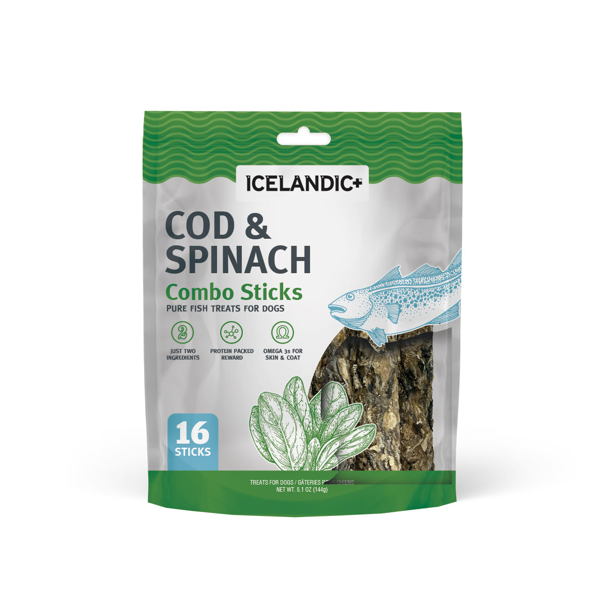 doggy sky 　ダック＆サーモン ドッグフード 3袋➕3袋セット Cod & Spinach Combo Sticks For Dogs – Icelandic+