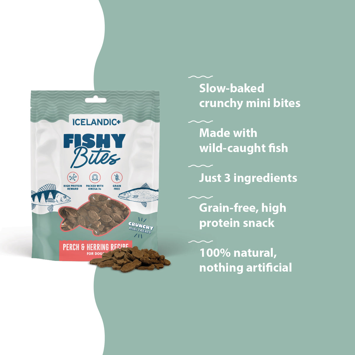 dog treat fish lure Icelandic+ Fishy Bites Dog Treats (2 oz)