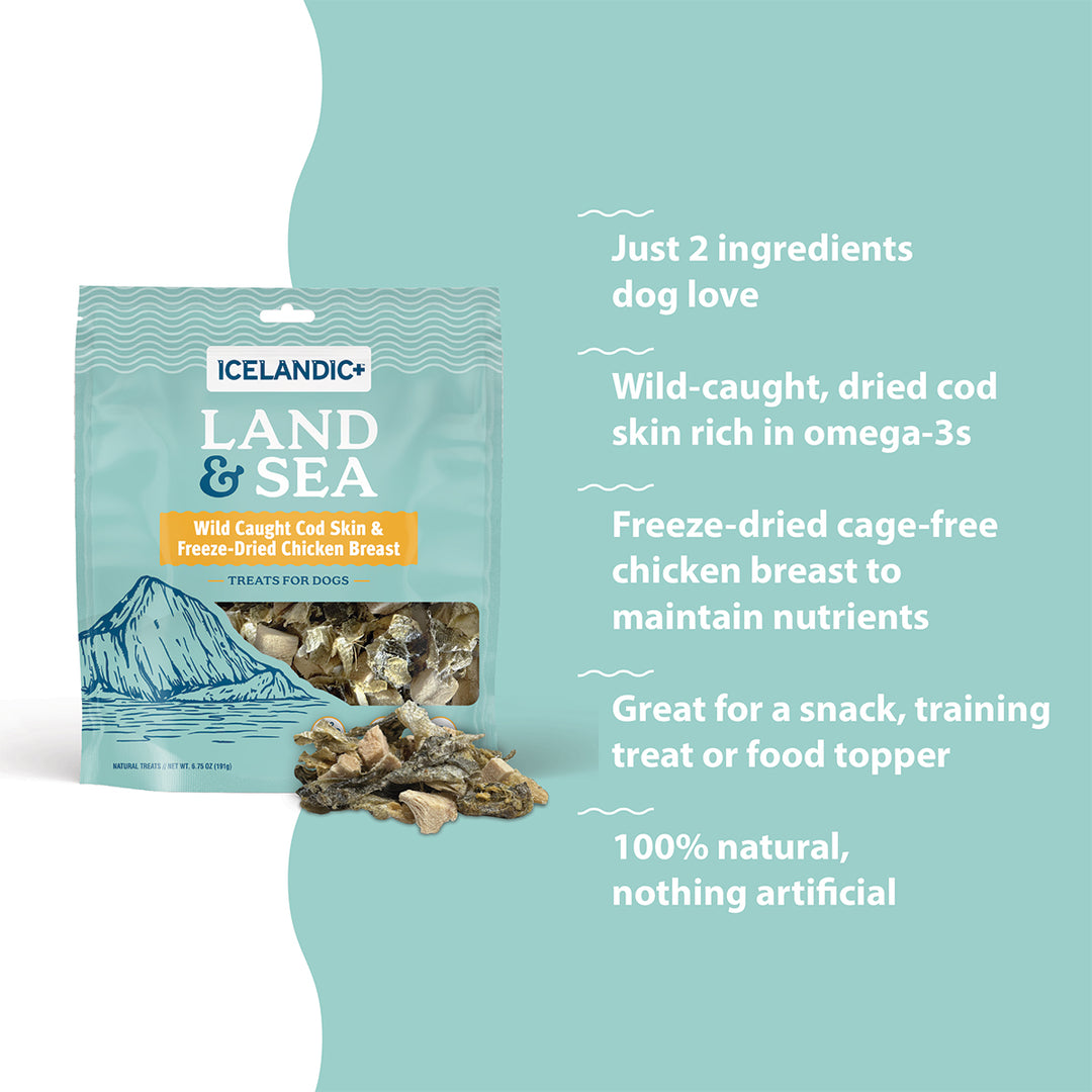 Land & Sea Cod Skin & Freeze-Dried Chicken Treats for Dogs