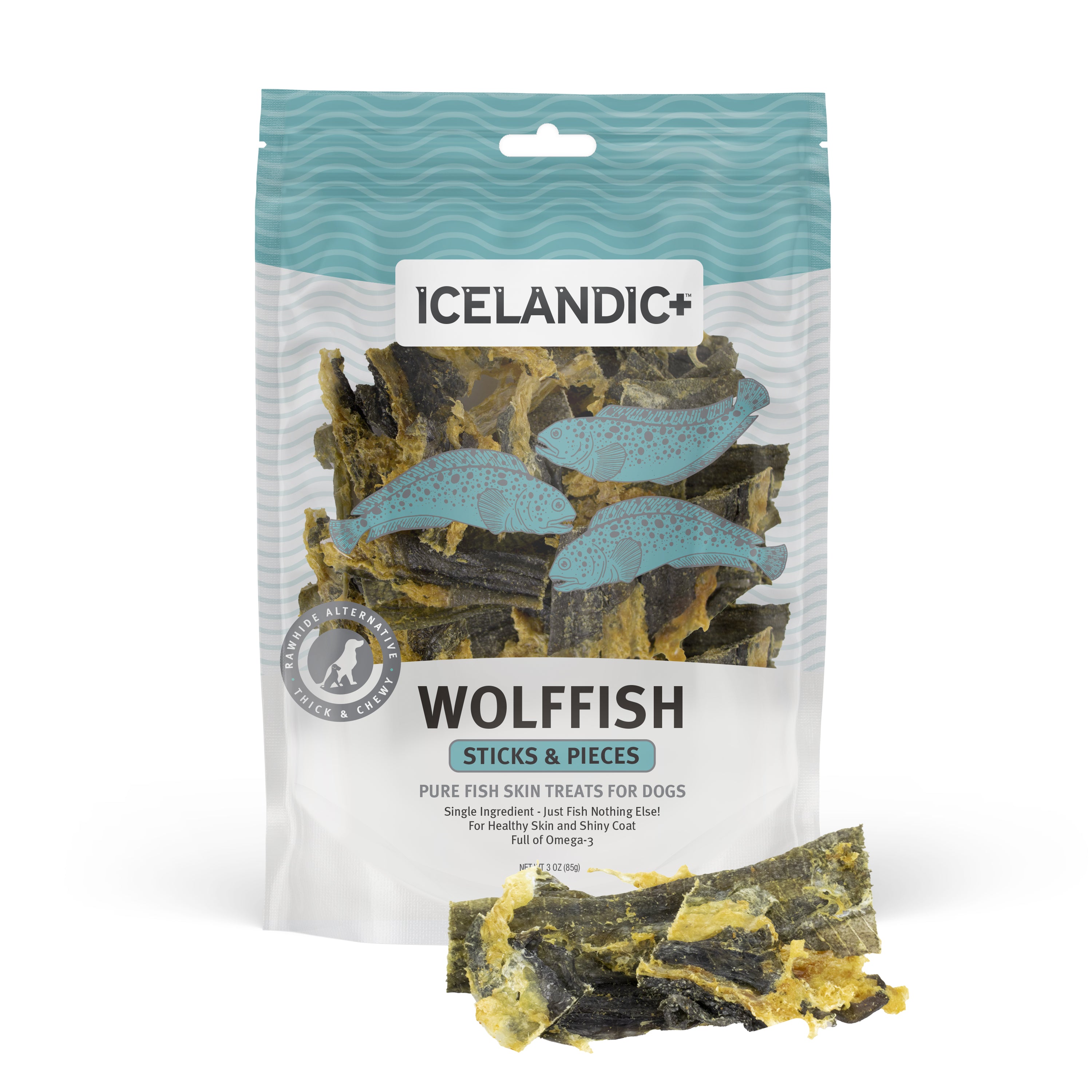 Iceland Wolffish Stick & Pieces Chews Fish Dog Treat - Icelandic+