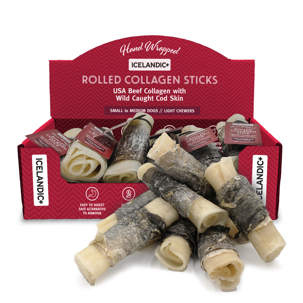 Box of Icelandic+ Beef Collagen Rolled Sticks.