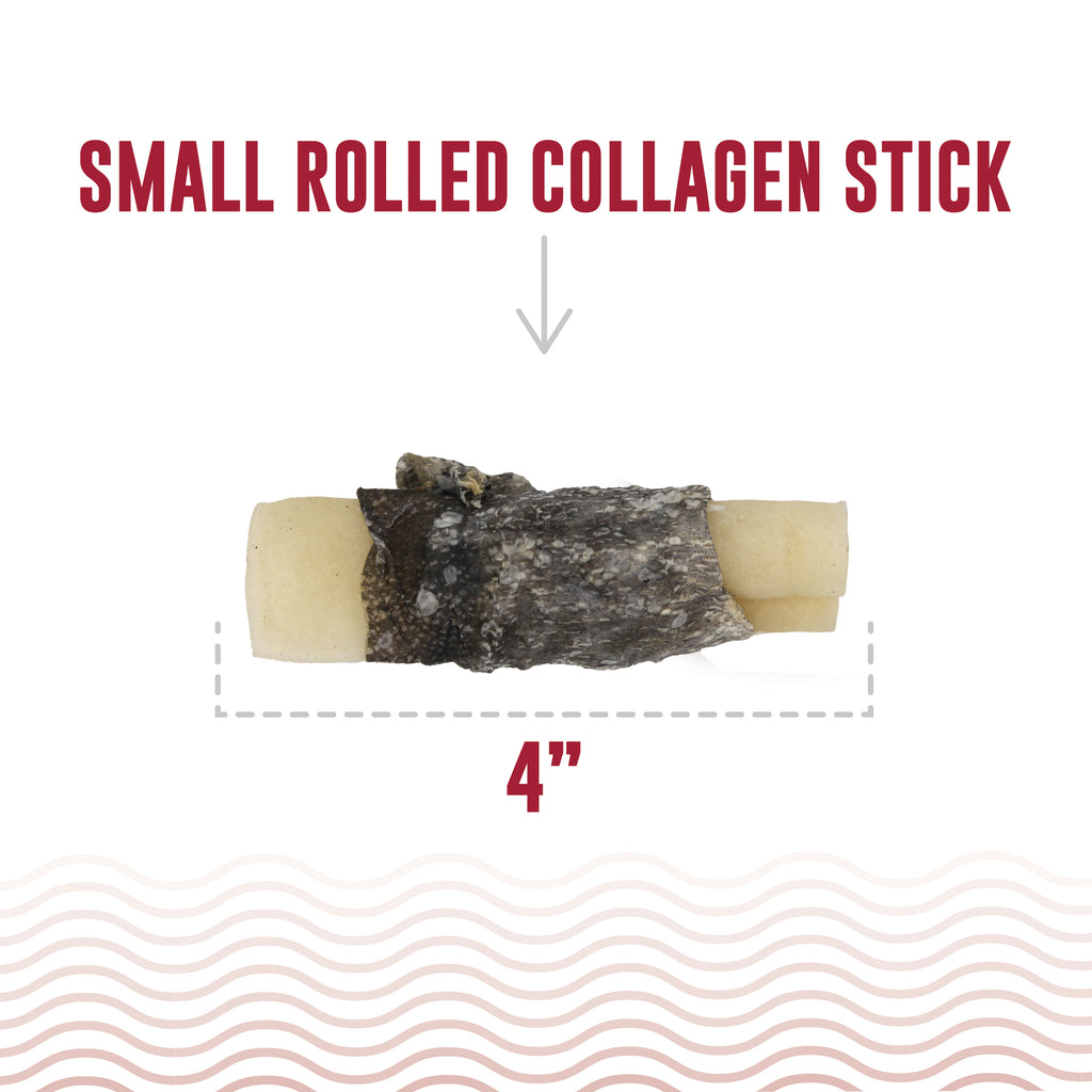 Icelandic+ Beef Collagen Rolled Stick 4". Small to Medium Dogs. Tough Chewers.