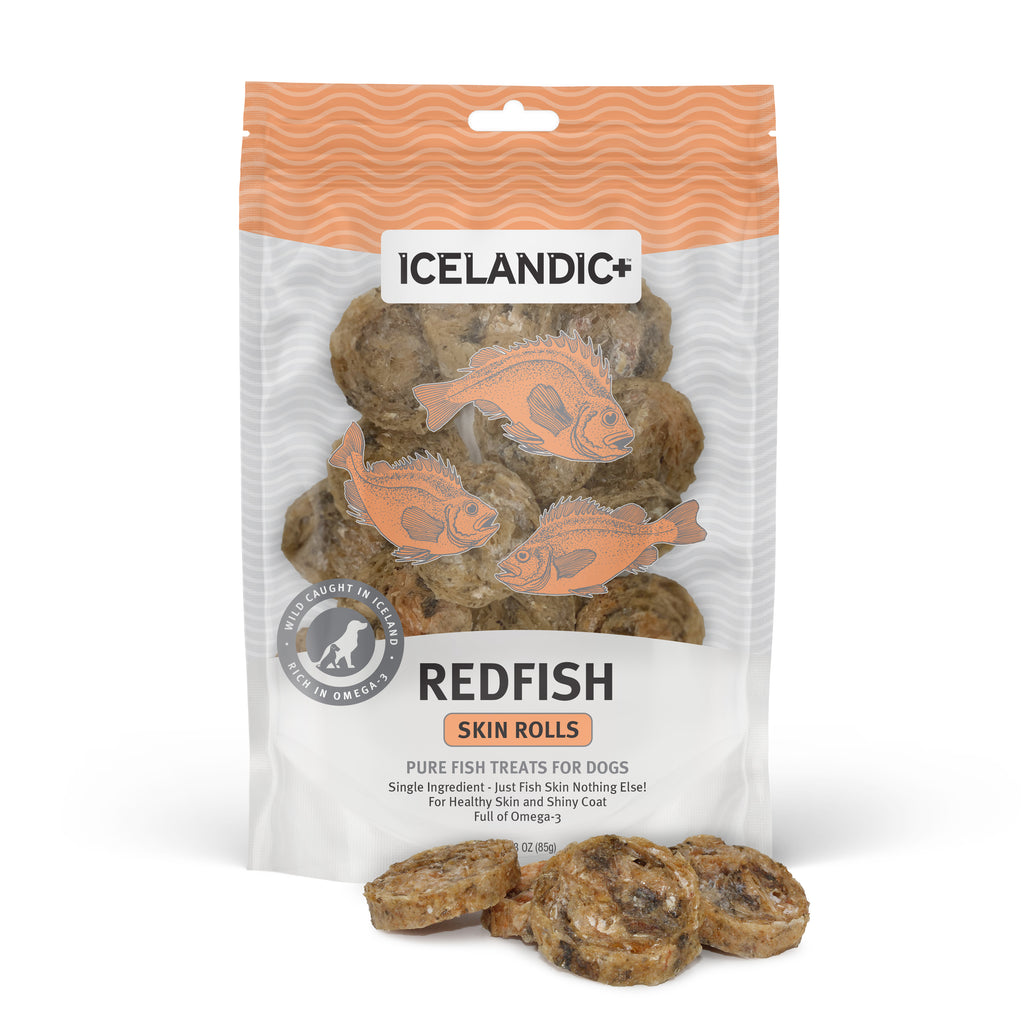 Icelandic+ Redfish Skin Rolls Dog Treat 3-oz Bag - Icelandic+
