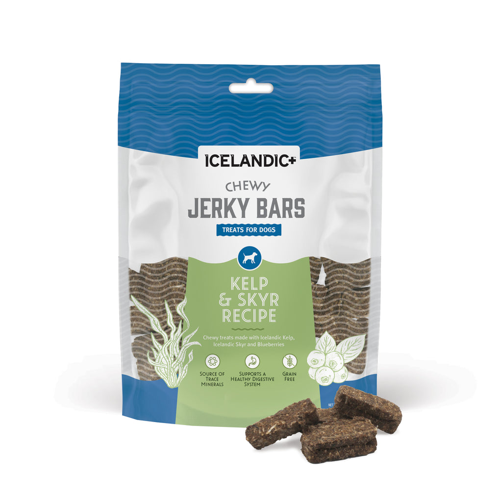 Icelandic+ Kelp and Skyr Recipe Chewy Jerky Bars for Dogs. 4.0-oz Bag 